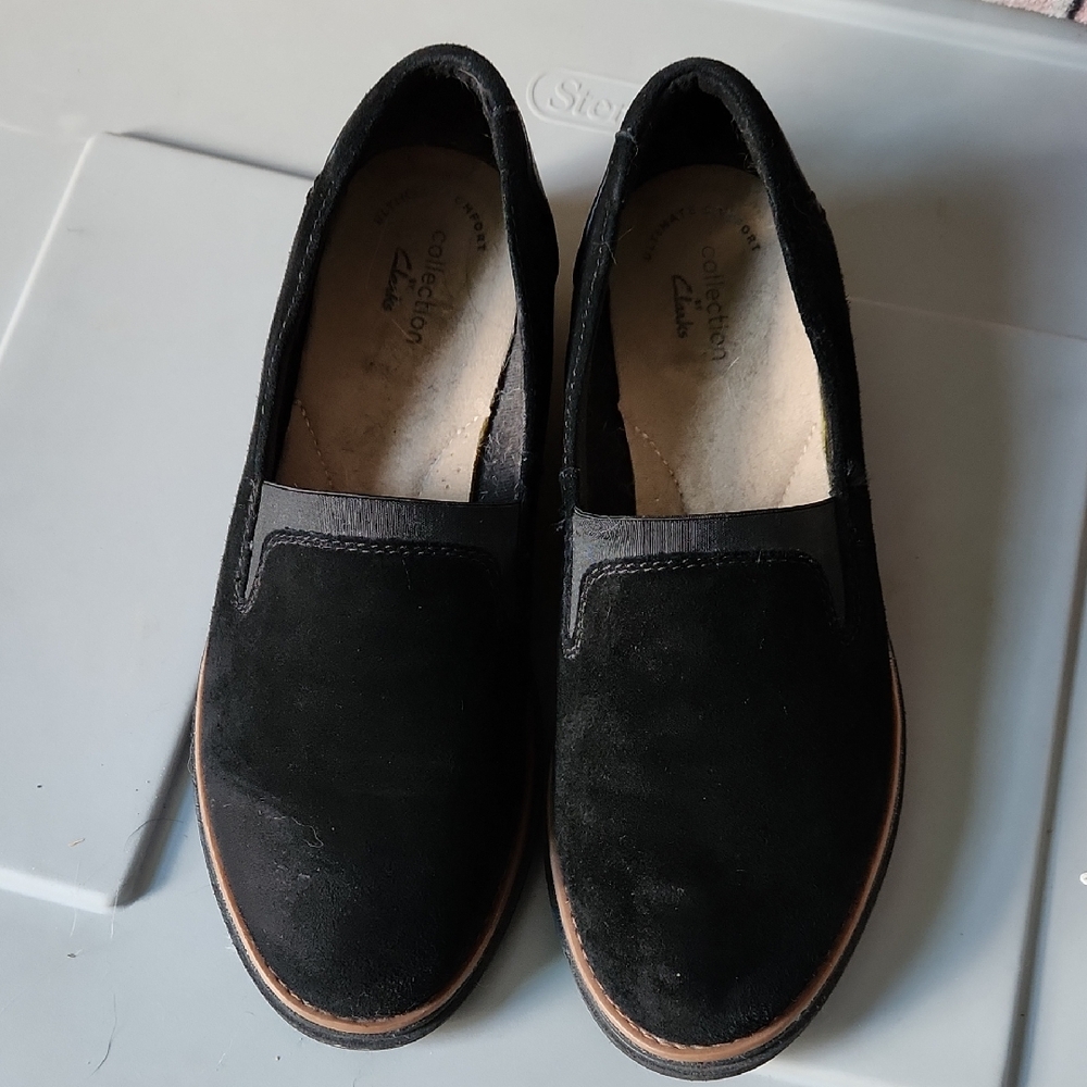 Clarks Suede Slip On Shoes | Black | 🖤